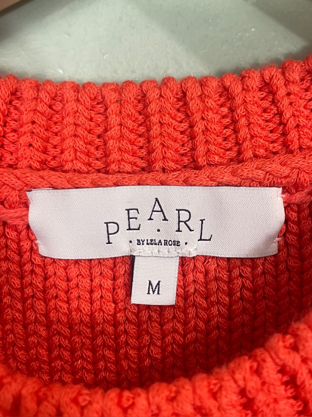 Pearl by Lela Rose Sweater Vest 3D Pom Pom Knitted Orange Women Medium - Picture 4 of 8